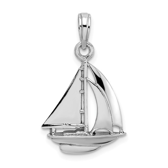 14K White Gold Polished 3-D Sailboat Charm,All Products : American Fashion Style Bags On Sale